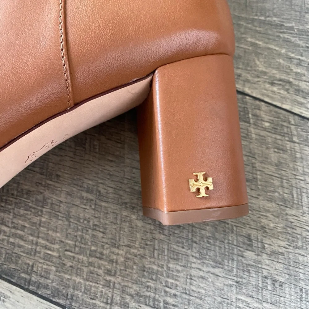 NWT Tory Burch Brooke Tan Camel Ankle Booties Leather Classic Fall Size 11